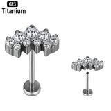F136 Titanium CZ Labret Lip Ear Bar Cartilage Earring 16G