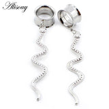 2PCS Snake Dangle Ear Plugs Stainless Steel Ear Gauges Expander