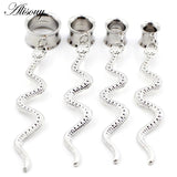 2PCS Snake Dangle Ear Plugs Stainless Steel Ear Gauges Expander