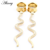 2PCS Snake Dangle Ear Plugs Stainless Steel Ear Gauges Expander