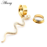 2PCS Snake Dangle Ear Plugs Stainless Steel Ear Gauges Expander