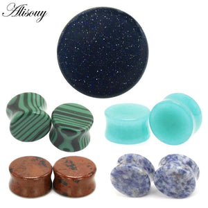 2PCS Stone Ear Gauges Earrings Men Women Flesh Tunnel Expander