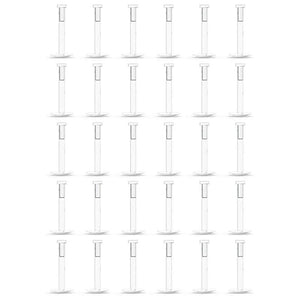 30PCS 16G Clear Push Top Lip Rings Labret Retainers Bioflex Flat & Ball Piercing