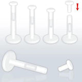 30PCS 16G Clear Push Top Lip Rings Labret Retainers Bioflex Flat & Ball Piercing