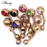 10Pcs 14G Opal Navel Belly Button Rings Body Jewelry