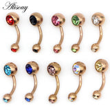 10Pcs 14G Opal Navel Belly Button Rings Body Jewelry