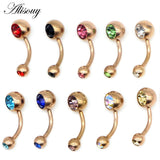 10Pcs 14G Opal Navel Belly Button Rings Body Jewelry