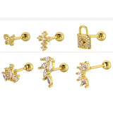 6 Pcs Tragus Piercing Stud Earrings Set Flower Butterfly Cartilage Jewelry