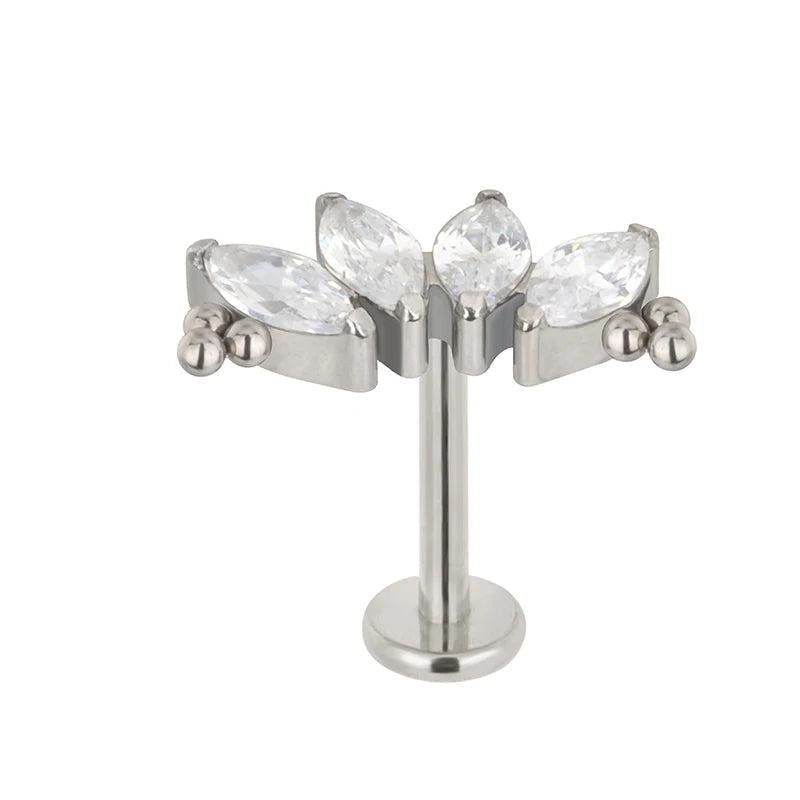 G23 Titanium PIERC 4 Zircon Marquise Ear Cartilage