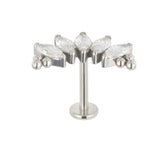 ASTM F136 Titanium CZ Marquise Tri-bead Cluster Threaded Top Piercing Jewelry