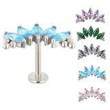 ASTM F136 Titanium CZ Marquise Tri-bead Cluster Threaded Top Piercing Jewelry