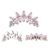 ASTM F136 Titanium CZ Marquise Tri-bead Cluster Threaded Top Piercing Jewelry