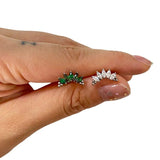 ASTM F136 Titanium CZ Marquise Tri-bead Cluster Threaded Top Piercing Jewelry