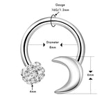 16G Surgical Steel CZ Daith Piercing Earring