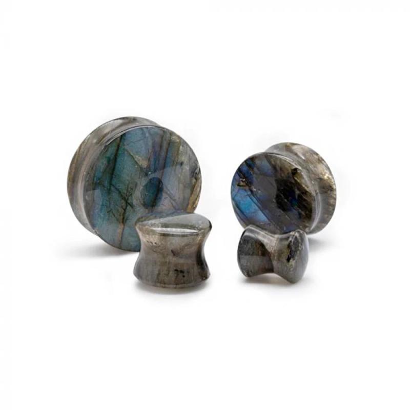Labradorite Stone Ear Plugs 8-25mm Gauges Saddle Bod