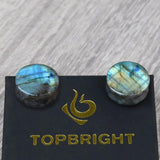 Labradorite Stone Ear Plugs 8-25mm Gauges Saddle Bod