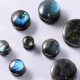 Labradorite Stone Ear Plugs 8-25mm Gauges Saddle Bod