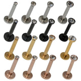 16PCS Surgical Steel CZ Gem Lip Ring Tragus Cartilage Earring Piercing