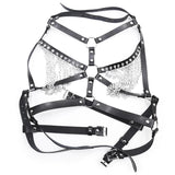 Women Leather Chest Harness Bra Body Chain Belt Tassel Waist Chain Punk