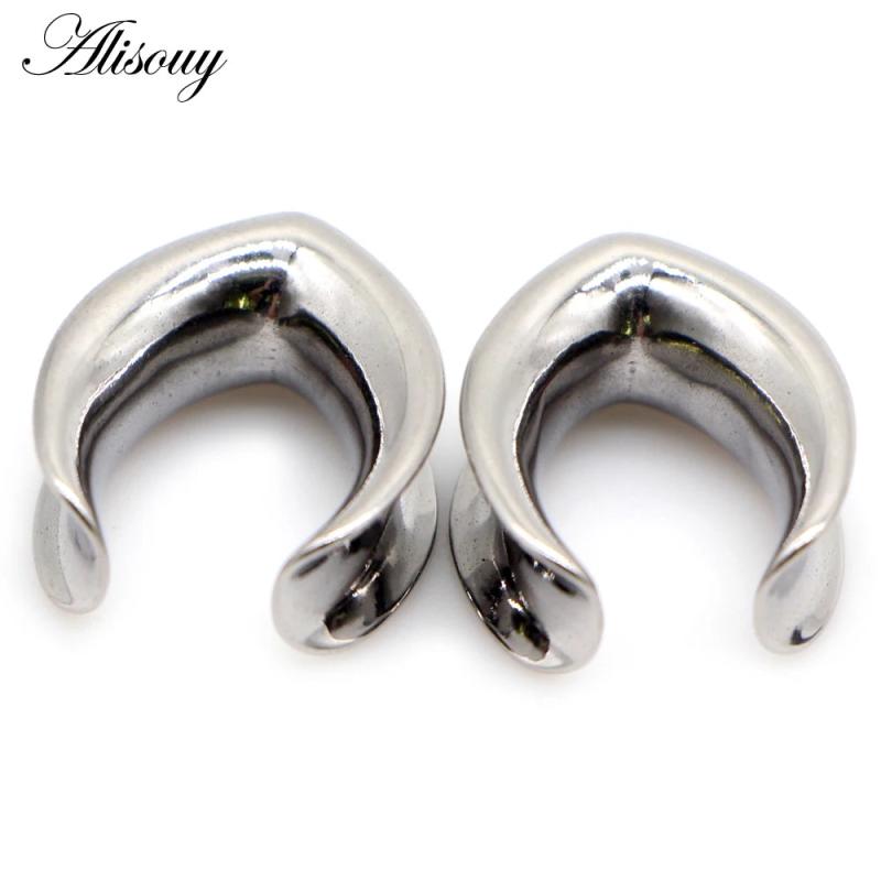 2pcs Stainless Steel Ear Plugs Tunnels Gauges Weights