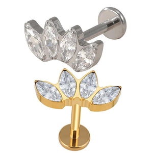 ASTM F136 Titanium PIERC Lip Ring CZ Top Ear Cartilage Labret Studs