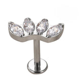ASTM F136 Titanium PIERC Lip Ring CZ Top Ear Cartilage Labret Studs