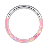 16G Opal Septum Hoop Nose Lip Tragus Cartilage Earrings Stainless Steel Ring