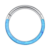 16G Opal Septum Hoop Nose Lip Tragus Cartilage Earrings Stainless Steel Ring