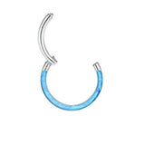 16G Opal Septum Hoop Nose Lip Tragus Cartilage Earrings Stainless Steel Ring