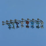 F136 Titanium Eyebrow Prong Set Opal Zircon 16G Banana Curved Piercing