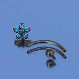F136 Titanium Eyebrow Prong Set Opal Zircon 16G Banana Curved Piercing
