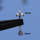 F136 Titanium Eyebrow Prong Set Opal Zircon 16G Banana Curved Piercing