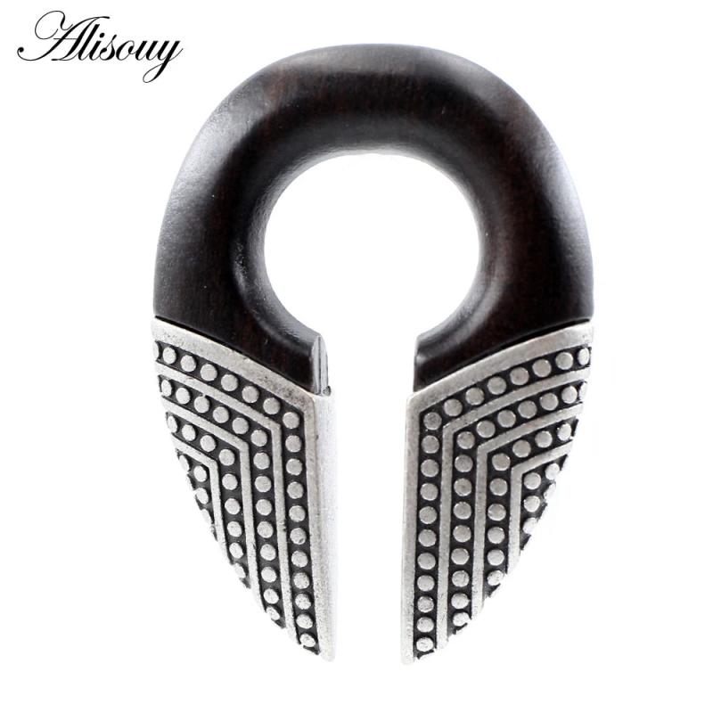 Wood Alloy Hollow Key Ear Weights Heavy Expander Plugs Gauges