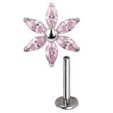 G23 Titanium Snowflake Ear Studs CZ Labret Lip Cartilage EARRING