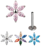 G23 Titanium Snowflake Ear Studs CZ Labret Lip Cartilage EARRING