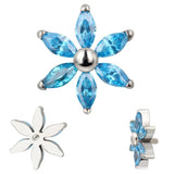 G23 Titanium Snowflake Ear Studs CZ Labret Lip Cartilage EARRING