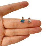 G23 Titanium Snowflake Ear Studs CZ Labret Lip Cartilage EARRING