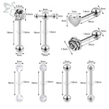 12pcs 14g Stainless Steel Tongue Ring Set, Flower Skull Shape Tongue Piercings