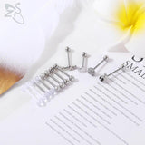 12pcs 14g Stainless Steel Tongue Ring Set, Flower Skull Shape Tongue Piercings