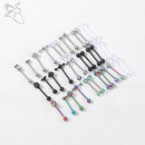 12pcs 14g Stainless Steel Tongue Ring Set, Flower Skull Shape Tongue Piercings