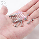 12pcs 14g Stainless Steel Tongue Ring Set, Flower Skull Shape Tongue Piercings