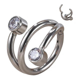 ASTM F136 Titanium Nose Ring CZ Paved Hinged Clicker Hoop Piercing Ear Earring