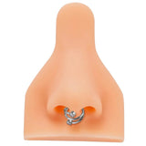 ASTM F136 Titanium Nose Ring CZ Paved Hinged Clicker Hoop Piercing Ear Earring