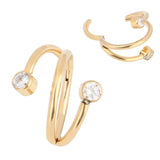 ASTM F136 Titanium Nose Ring CZ Paved Hinged Clicker Hoop Piercing Ear Earring