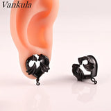2PCS Stainless Steel Dragon Saddle Plugs Ear Gauges Tunnels Piercing