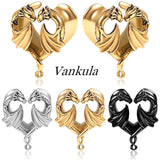 2PCS Stainless Steel Dragon Saddle Plugs Ear Gauges Tunnels Piercing