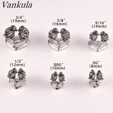 2PCS Stainless Steel Dragon Saddle Plugs Ear Gauges Tunnels Piercing