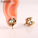 2PCS Stainless Steel Dragon Saddle Plugs Ear Gauges Tunnels Piercing