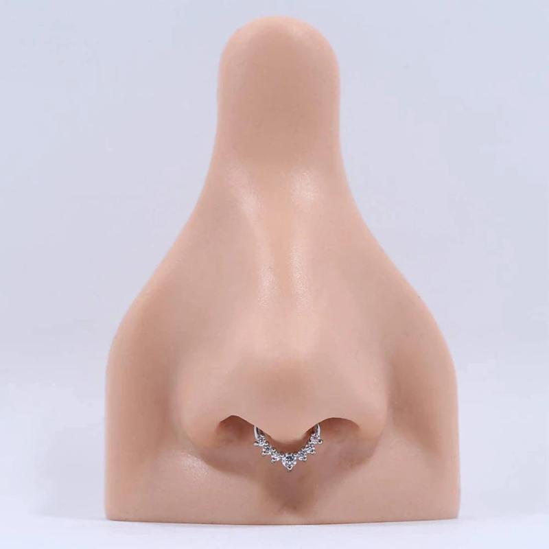 16g Surgical Steel Septum Clicker CZ Teardrop Piercing