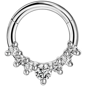 16g Surgical Steel Septum Clicker CZ Teardrop Piercing
